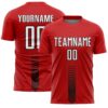 Red White Black Abstract Grunge Art Sublimation Soccer Uniform Jersey, Custom Team Soccer Jersey Shirt