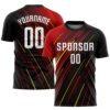 Red White Black Arrow Shapes Sublimation Soccer Uniform Jersey, Custom Team Soccer Jersey Shirt