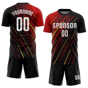 Red White Black Gold Sublimation Soccer Uniform&hellip;