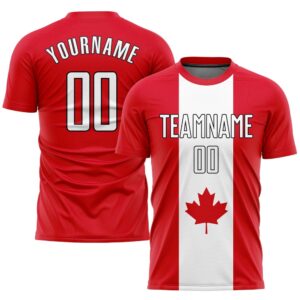 Red White Black Sublimation Canadian Flag Soccer&hellip;