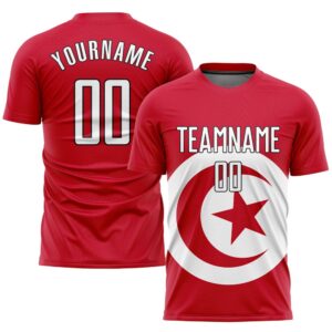 Red White Black Sublimation Tunisian Flag Soccer&hellip;