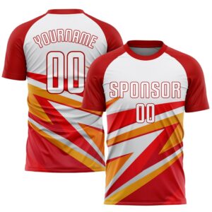 Red White Gold Sublimation Soccer Uniform Jersey,&hellip;