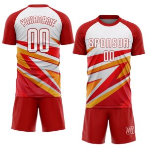 Red White Gold Sublimation Soccer Uniform Jersey,&hellip;