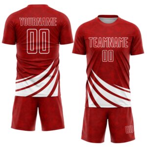 Red White Wind Shapes Sublimation Soccer Uniform&hellip;