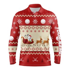 Reindeer Christmas Golf Men’s Polo Shirt Customized&hellip;