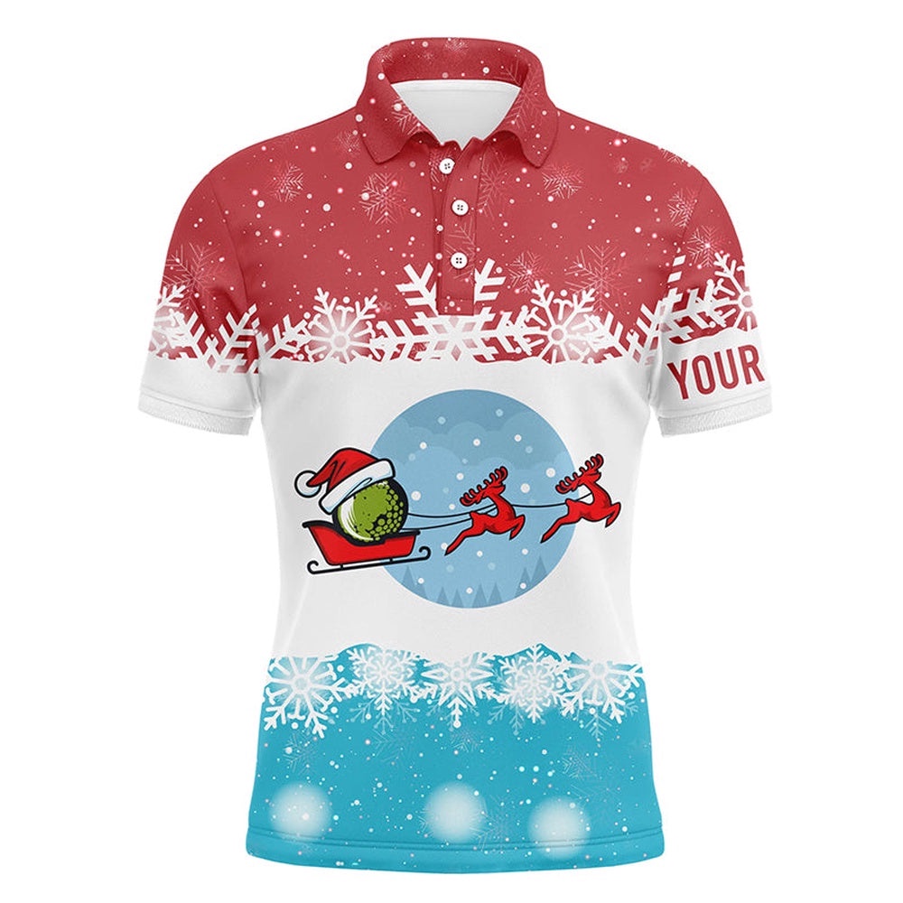Reindeers Christmas Red Blue Men’s Golf Polo Shirt Christmas Golf Shirts For Men Golf Gifts, Golf Polo Shirt, Golf Shirts