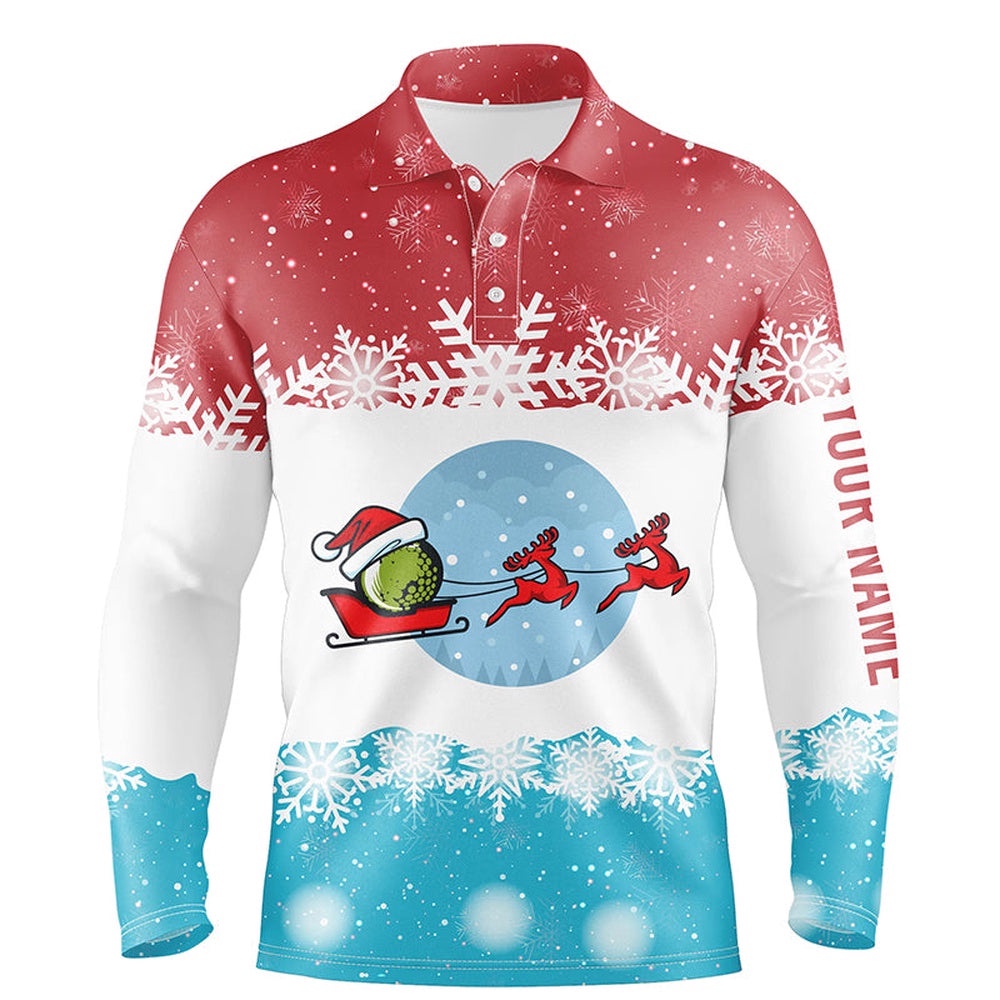 Reindeers Christmas Red Blue Men’s Golf Polo Shirt Christmas Golf Shirts For Men Golf Gifts, Golf Polo Shirt, Golf Shirts