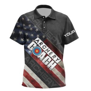 Retro American Flag Archery Coach Polo Shirts,&hellip;