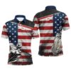 Retro American Flag Men’s Golf Polo Shirt Custom Patriotic Golf Shirts For Men Best Golf Gifts, Golf Polo Shirt, Golf Shirts