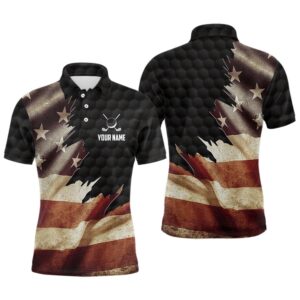 Retro American Flag Men’s Golf Polo Shirts&hellip;