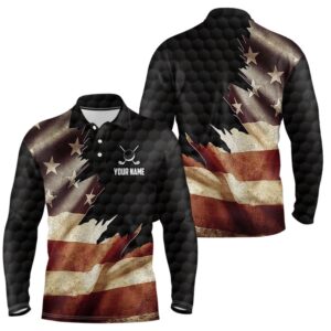 Retro American Flag Men’s Golf Polo Shirts&hellip;