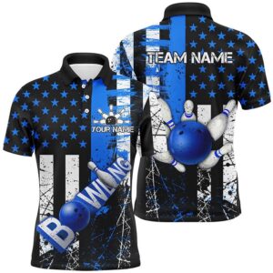 Retro American Flag Mens Bowling Polo Shirts&hellip;