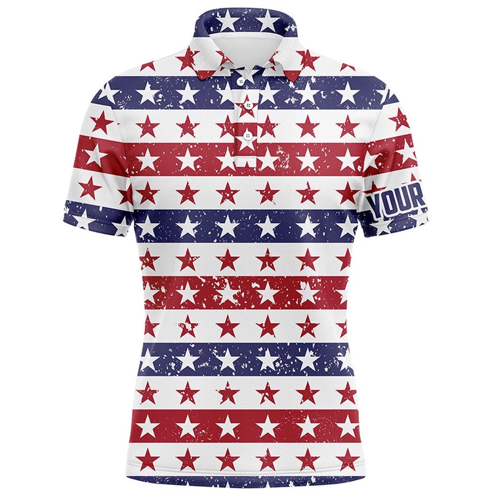 Retro American Flag Seamless Men’s Golf Polos Patriotic Usa Golf Tops For Men Golf Gifts, Golf Polo Shirt, Golf Shirts
