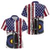 Retro Camo Target Archery Polo Shirts For Men, Custom US Flag Archery Polo, Custom Archery Team Polo Shirt