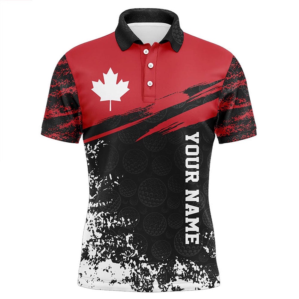 Retro Canadian Golf Men’s Polo Shirt Custom Canada Flag Patriotic Golf Tops For Men Golfing Gifts, Golf Polo Shirt, Golf Shirts