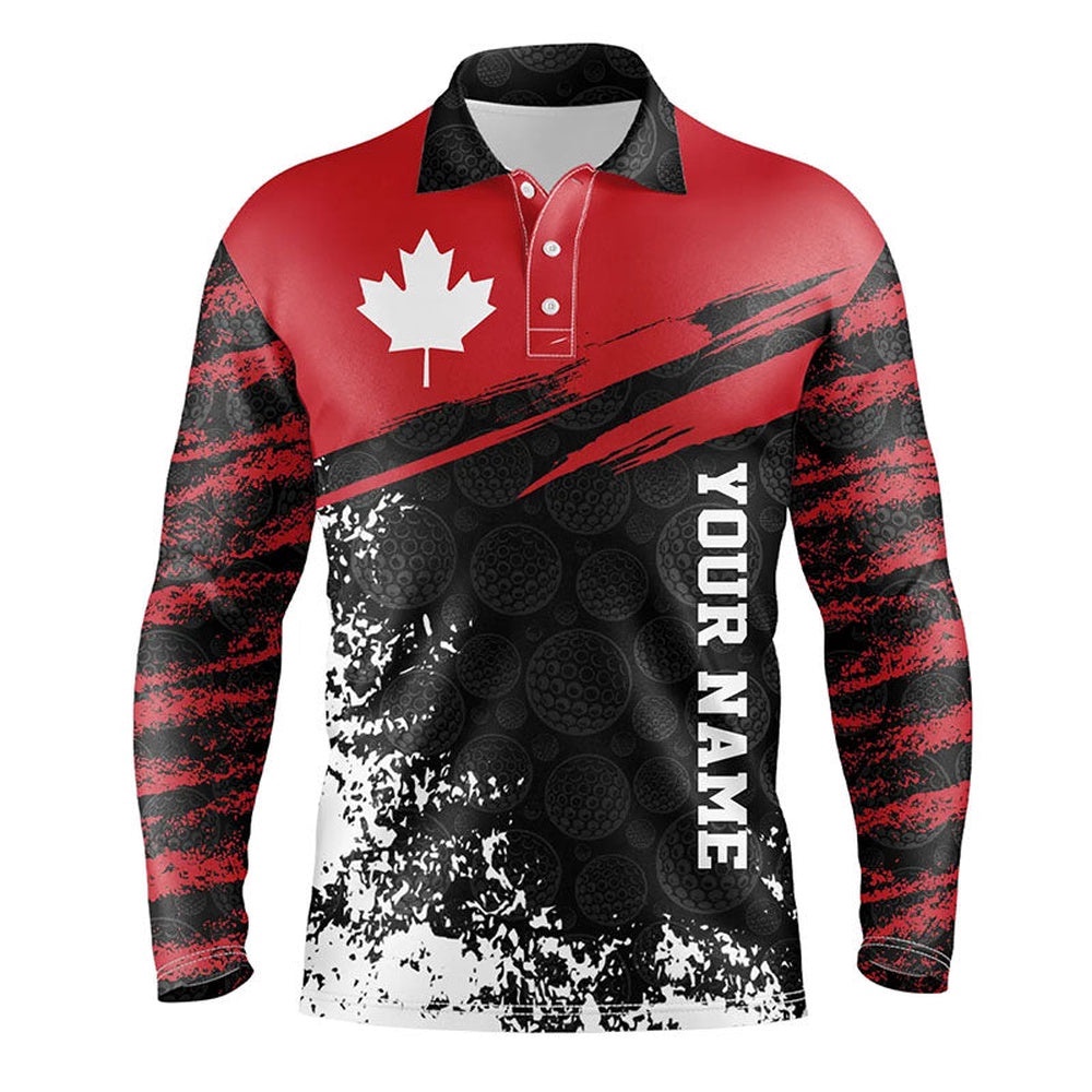 Retro Canadian Golf Men’s Polo Shirt Custom Canada Flag Patriotic Golf Tops For Men Golfing Gifts, Golf Polo Shirt, Golf Shirts