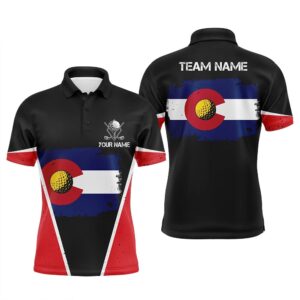Retro Colorado Flag Black Men’s Golf Polo&hellip;