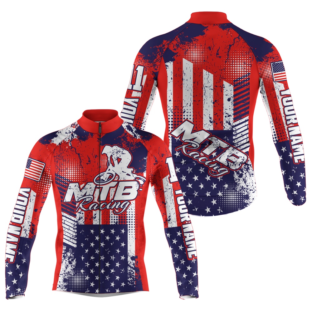 Retro Cycling Jersey Men Anti Uv 3 Pockets Youth American Flag Shirt Usa Mountain Bike Gear, Custom Mono Cycling Jersey