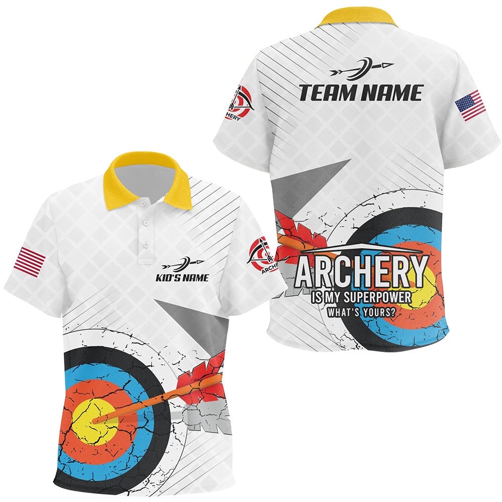 Retro Target Archery Polo Shirts, Custom US Flag Archery Team Shirts, Custom Archery Team Polo Shirt