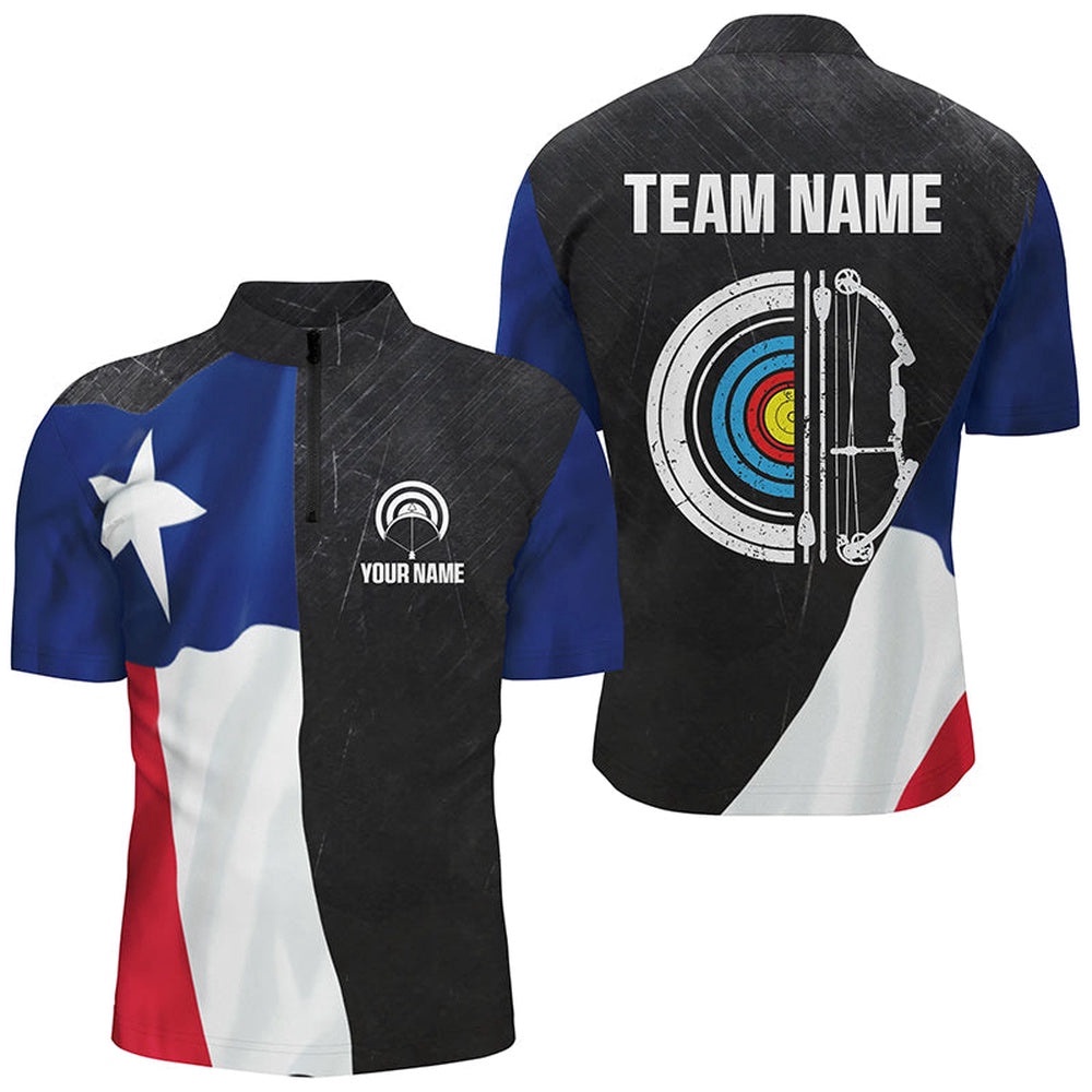 Retro Texas Flag Archery Shirts For Men Custom Patriotic Archery Jersey For Archer, Custom Archery Team Shirt