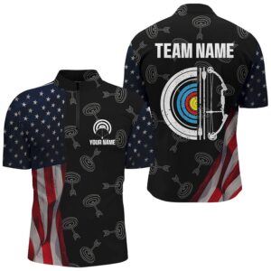 Retro US Flag Archery Shirts For Men&hellip;