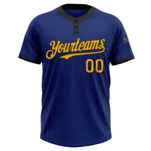 Royal Black Pinstripe Gold Two Button Unisex Softball Jersey Custom Team Softball Jersey 2 gcbbtj.jpg