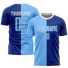 Royal Light Blue White Sublimation Soccer Uniform Jersey, Custom Team Soccer Jersey Shirt