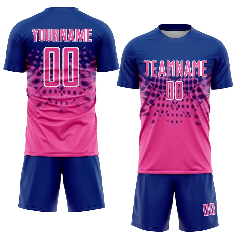 Royal Pink White Sublimation Soccer Uniform Jersey, Custom Team Soccer Jersey Shirt