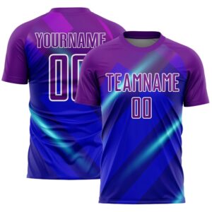 Royal Purple White Lines Sublimation Soccer Uniform&hellip;