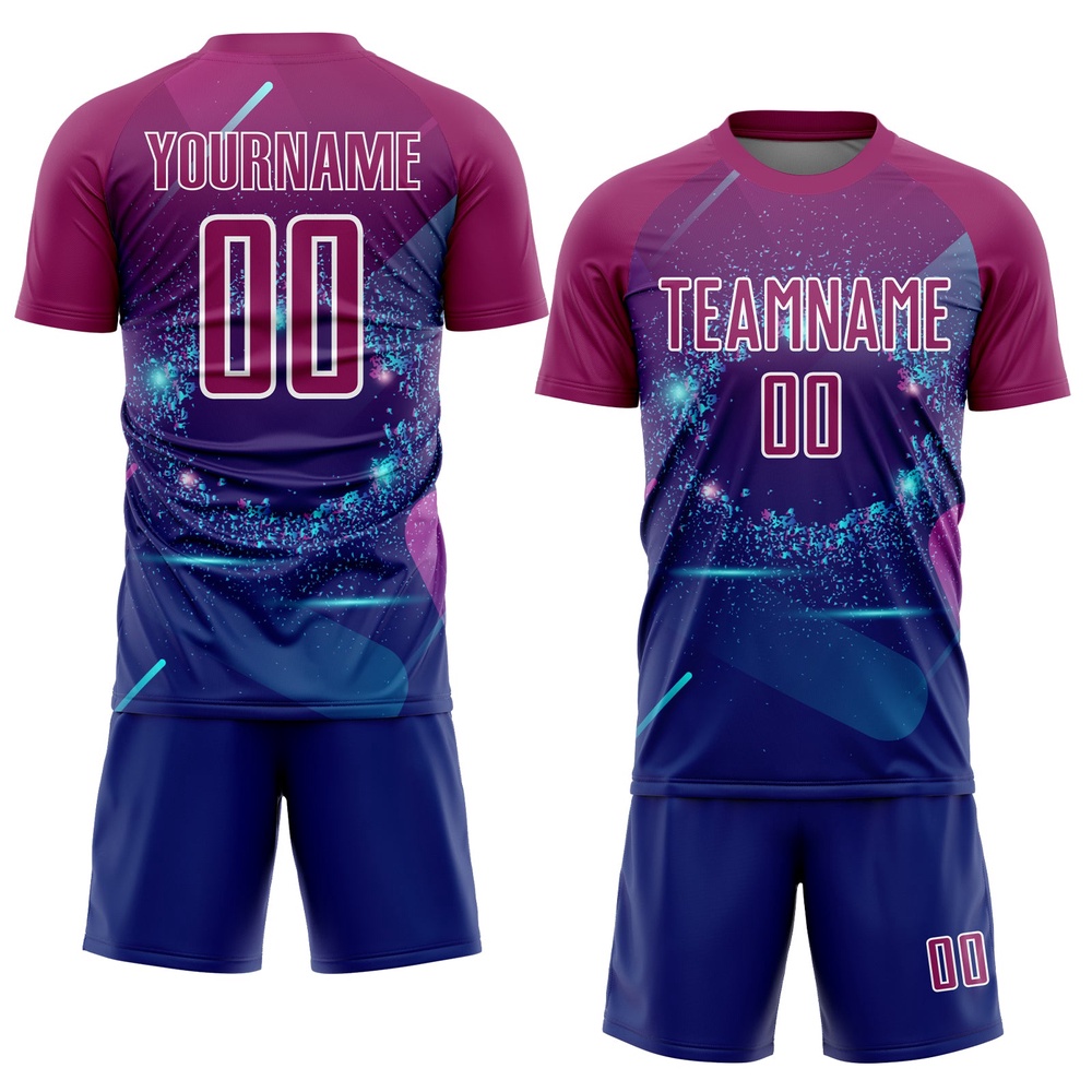 Royal Purple White Stars And Lines Sublimation Soccer Uniform Jersey, Custom Team Soccer Jersey Shirt