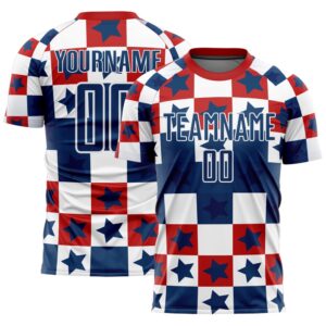 Royal Red White Stars And Squares Sublimation&hellip;