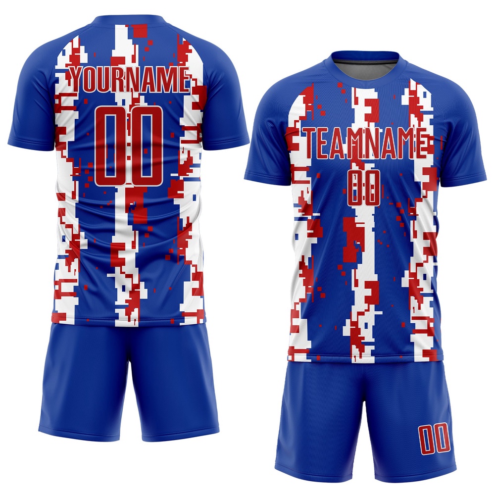 Royal Red White Sublimation Soccer Uniform Jersey, Custom Team Soccer Jersey Shirt