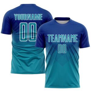 Royal Teal White Sublimation Soccer Uniform Jersey,&hellip;