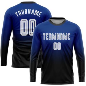 Royal White Black Sublimation Long Sleeve Fade&hellip;