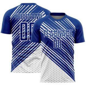 Royal White Diagonal Lines Sublimation Soccer Uniform&hellip;