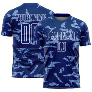 Royal White Geometric Shapes Sublimation Soccer Uniform&hellip;