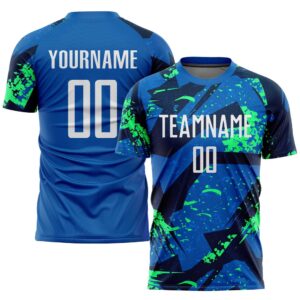 Royal White Neon Green Sublimation Soccer Uniform&hellip;