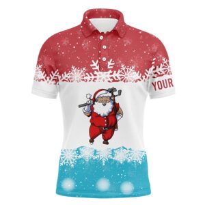 Santa Playing Golf Red Blue Men’s Polo&hellip;