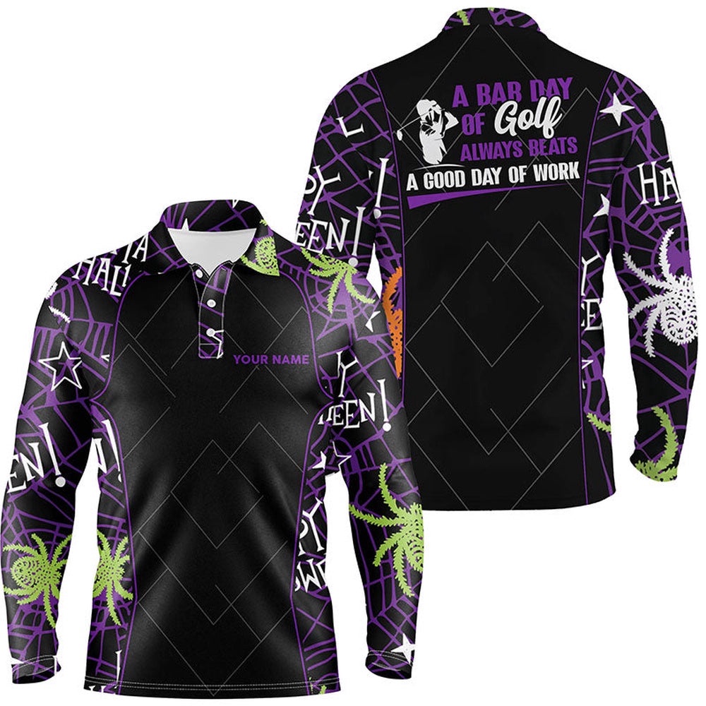 Seamless Halloween Pattern Men’s Golf Polo Shirt, Best Halloween Golf Gifts Idea For Men’s, Golf Polo Shirt, Golf Shirts