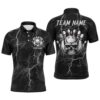 Skull Black Mens Bowling Polo Shirt Custom It’S Amazing What You Can Do With Two Fingers And A Thumb, Personalized Bowling Team Shirt