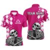 Skull Bowling Shirt Bowling Team League Skull Polo Shirt For Men, Personalized Bowling Team Shirt