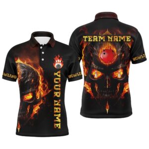 Skull Bowling Shirt For Men Flame Bowling&hellip;