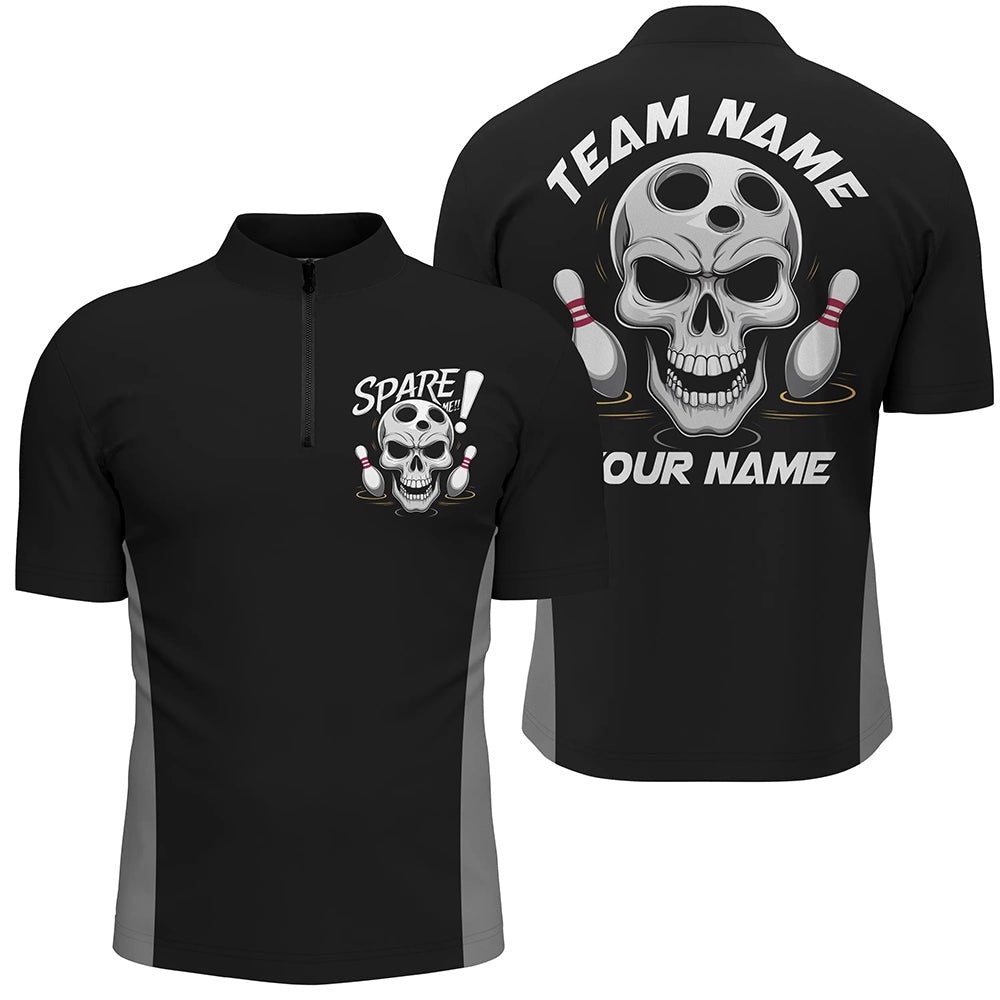 Skull Bowling Shirts For Men And Women, Spare Me Bowlers Outfit Bowling Apparel, Custom Bowling Team Jersey Shirt