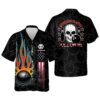 Skull Flame Hawaiian Bowling Shirts, Custom Bowling Shirt, Custom Team Bowling Hawaiian Shirt