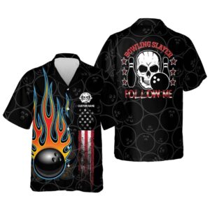 Skull Bowling Slayer Hawaiian Shirt, Custom Bowling&hellip;