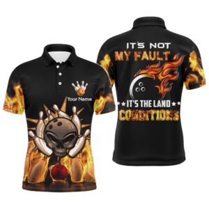 Skull Flame Polo Bowling Shirt For Men,&hellip;