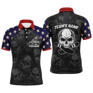 Skull Polo Bowling Shirt For Men, Patriotic&hellip;