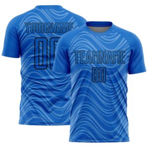 Sky Blue Black Wavy Lines Sublimation Soccer&hellip;
