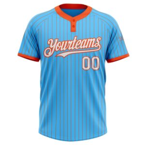 Sky Blue Orange Pinstripe White Two Button Unisex Softball Jersey Custom Team Softball Jersey 2 tzaogf.jpg