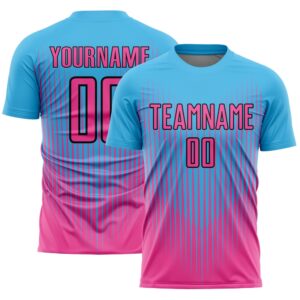 Sky Blue Pink Black Lines Sublimation Soccer&hellip;